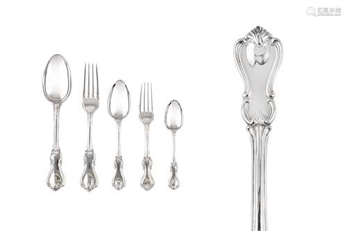 A cased Victorian and later sterling silver table service of...