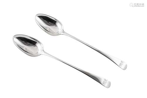 A pair of George III sterling silver basting spoons, London ...