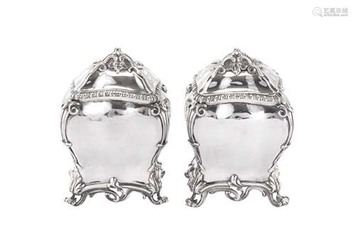 A pair of early George III sterling silver tea caddies, Lond...