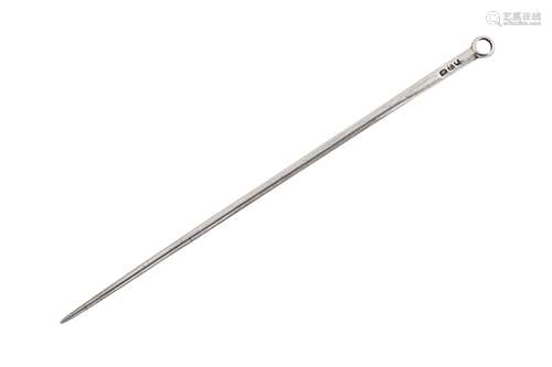 A George III sterling silver meat skewer, London 1806, no ma...