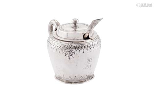 A Victorian sterling silver mustard pot and spoon, Sheffield...