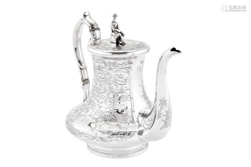 A Victorian sterling silver coffee pot, Birmingham 1841 by G...