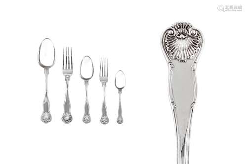 A William IV sterling silver straight table service of flatw...