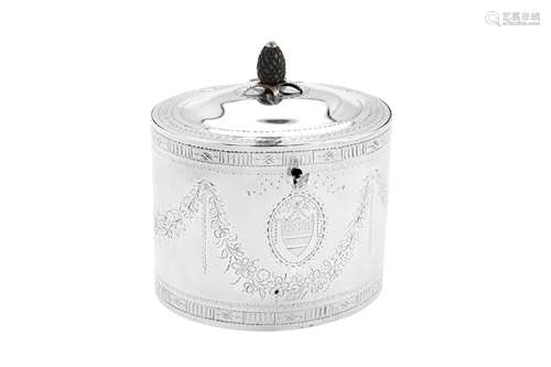 A George III sterling silver tea caddy, London 1784 by John ...