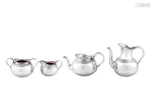 A Victorian sterling silver four-piece tea and coffee servic...