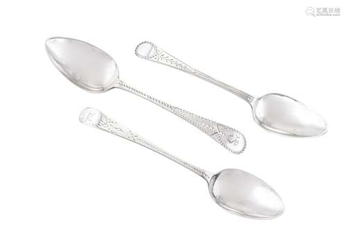 Three George III sterling silver tablespoons