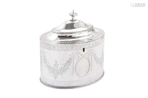 A rare George III sterling silver double tea caddy, London 1...