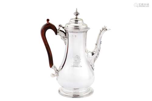 An early George III sterling silver coffee pot, London 1764 ...