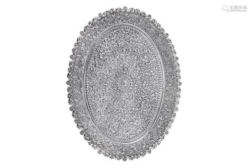 A late 19th century Anglo – Indian silver tray, Cutch, Bhuj ...