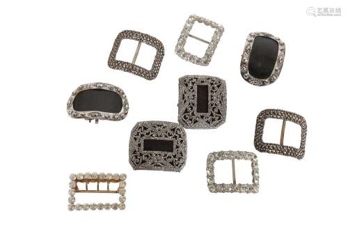 A GROUP OF GEORGIAN AND LATER SHOE BUCKLES,