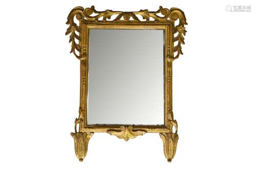 A RECTANGULAR CARVED GILTWOOD MIRROR, 19TH CENTURY