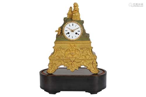 A FRENCH GILT BRONZE MANTEL CLOCK, 19TH CENTURY,