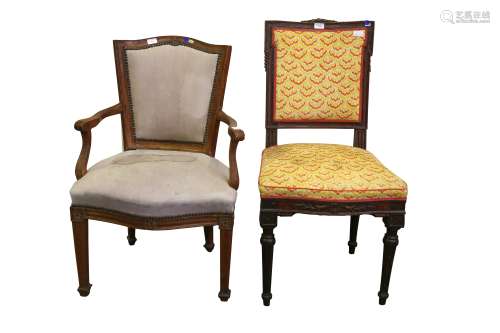 A FRENCH WALNUT SIDE CHAIR, 18TH CENTURY