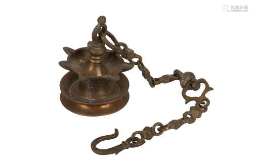 A HANGING COPPER-ALLOY OIL LAMP, INDIA, 19TH CENTURY,