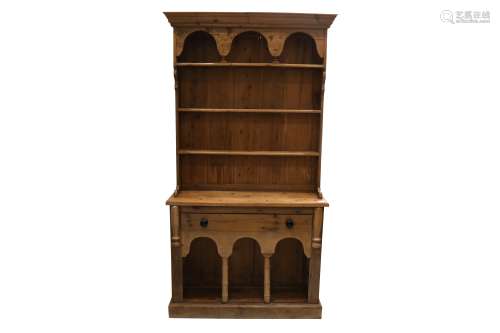 A PINE DRESSER, VICTORIAN AND LATER