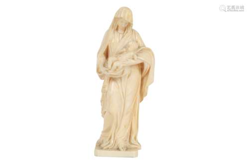 A CONTINENTAL IVORY MODEL OF THE VIRGIN AND CHILD, LATE 19TH...