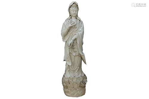 A LARGE CHINESE BLANC DE CHINE GUANYIN.