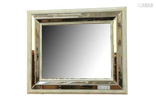 A LARGE WHITE PAINTED WOOD FRAME MIRROR, 20TH CENTURY