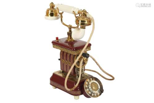 A DANISH PORCELAIN AND GILT METAL TELEPHONE,