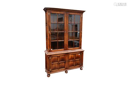 A LARGE SAMUEL PEPYS STYLE OAK BOOKCASE, LATE 20TH CENTURY