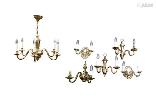 A DUTCH STYLE SIX LIGHT CHANDELIER