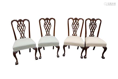 A SET OF FOUR MAHOGANY DINING CHAIRS, IN THE GEORGE III STYL...