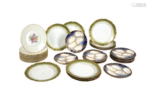 A SET OF EIGHT LIMOGES OYSTER PLATES, LATE 19TH CENTURY