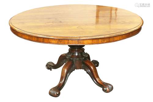 A VICTORIAN ROSEWOOD BREAKFAST TABLE,