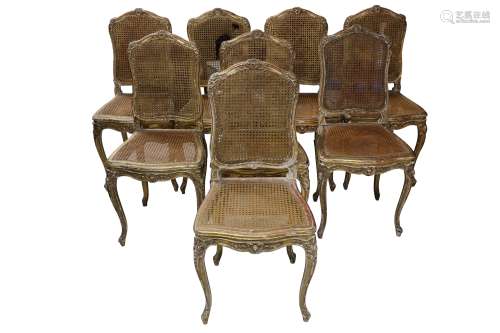 A SET OF EIGHT FRENCH GILTWOOD DINING CHAIRS, 19TH CENTURY