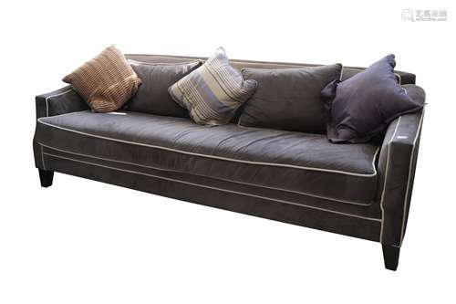 A GREY VELVET SOFA, 21ST CENTURY