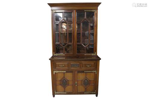 A VICTORIAN AESTHETIC MOVEMENT WALNUT SECRETAIRE BOOKCASE, L...