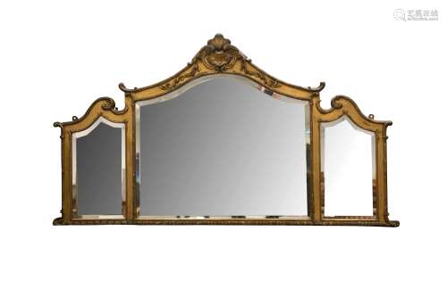 A GILTWOOD OVERMANTEL MIRROR, 19TH CENTURY