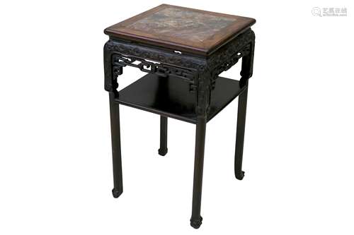 A CHINESE ROSEWOOD TWO TIER OCCASIONAL TABLE, 19TH CENTURY