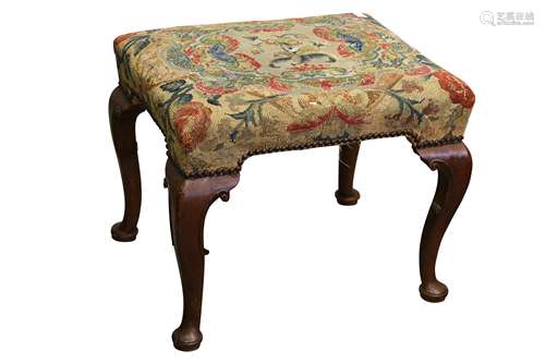 A GEORGE II AND LATER WALNUT STOOL