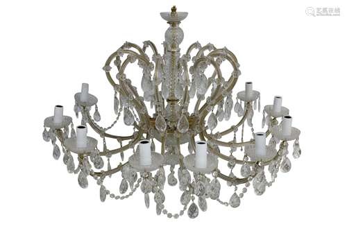 A TWELVE BRANCH BOHEMIAN GLASS CHANDELIER