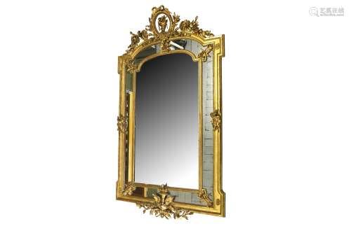 A LARGE GILTWOOD WALL MIRROR, MID 19TH CENTURY