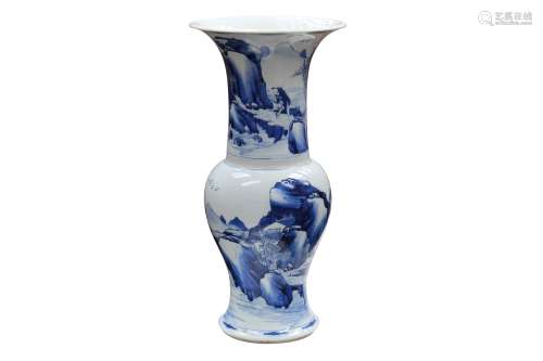 A CHINESE BLUE AND WHITE LANDSCAPE YEN-YEN VASE, POSSIBLY KA...