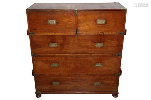 A CAMPHORWOOD CAMPAIGN CHEST, 19TH CENTURY