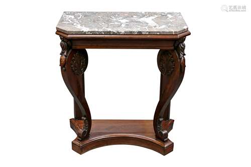 A REGENCY ROSEWOOD AND MARBLE PIER TABLE