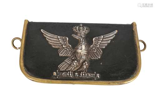 A CONTINENTAL LEATHER AND METAL SABRETACHE, AUSTRIAN OR ITAL...