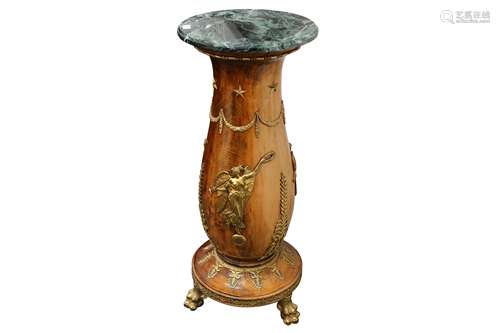 A FRENCH BALUSTER SHAPED PEDESTAL, IN THE EMPIRE STYLE, LATE...