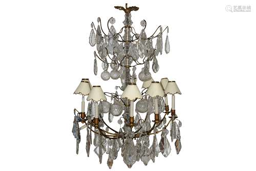 A LARGE FRENCH TEN BRANCH ORMOLU CHANDELIER, LATE 19TH TO EA...