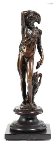 Tischfigur in Bronze eines Bacchus mit einem Panther