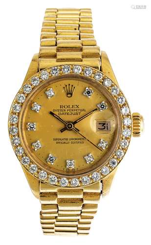 ROLEX Lady Datejust in Gold mit Brillanten und Goldarmband