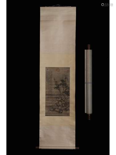 A CHINESE SCROLL PAINTING OF LANDSCAPE