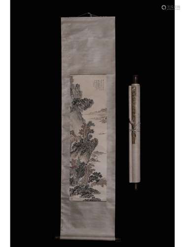 A CHINESE SCROLL PAINTING OF LANDSCAPE