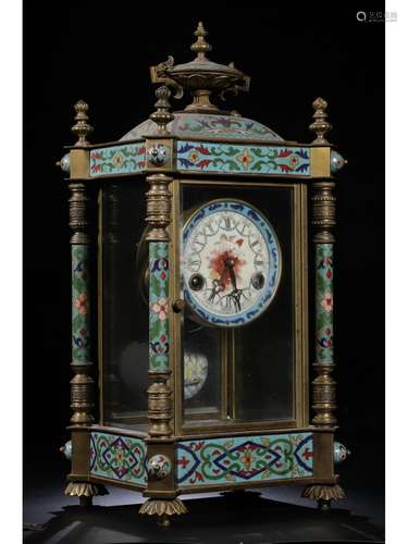 A CLOISONNE ENAMEL CLOCK