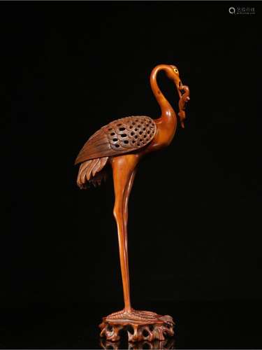 A HUANGYANG WOODEN FIGURE OF CRANE