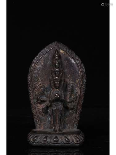 A BRONZE FIGURE OF EKADASHAMUKHA-LOKESHVARA