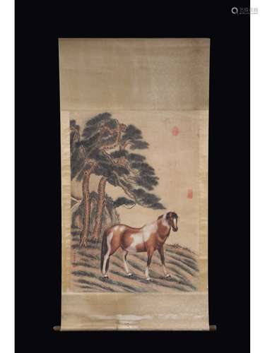 A CHINESE SCROLL PAINTING